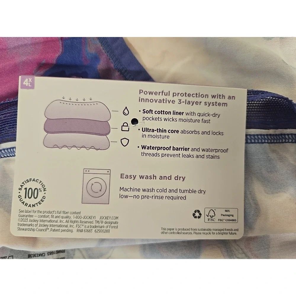Jockey Period Underwear Bikini 4XL Mod Absorbency Microfiber Stretch Worry Free